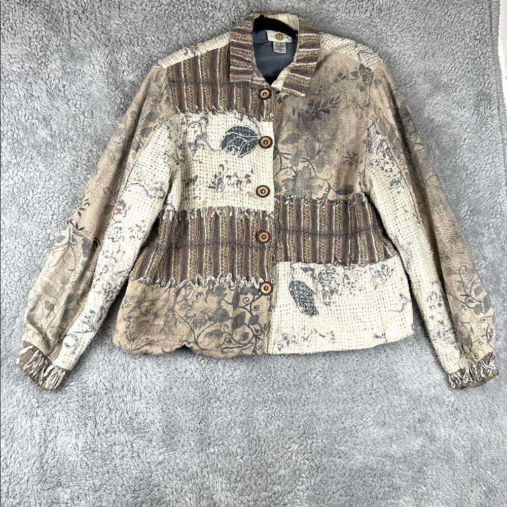 Sandy Starkman Patchwork Embroided Button Down Bl… - image 2